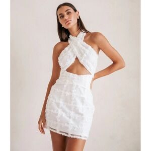 NWT Sabo Kailyn White Ruffle Cutout Mini Dress Sz US 4